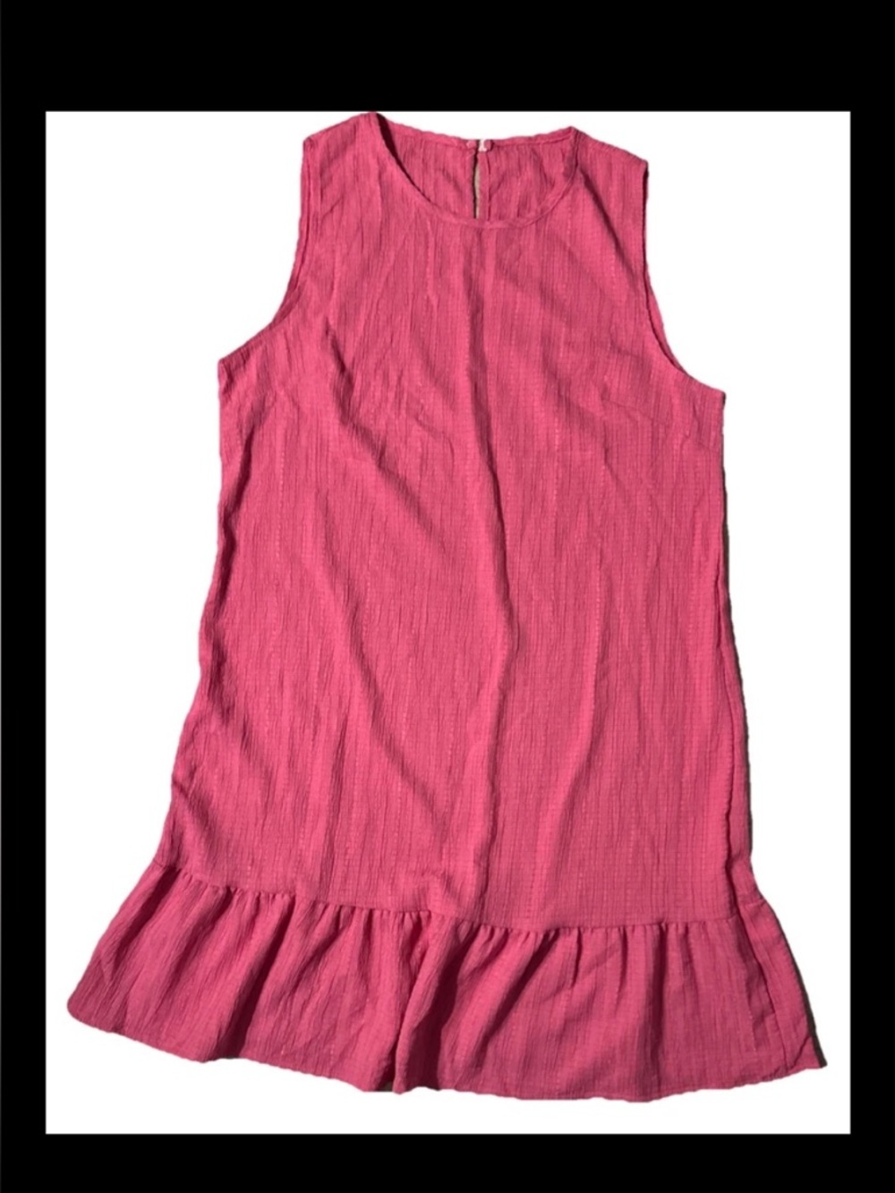 NWT SHEIN Shift Dress Sleeveless Ruffle Hem Pink Minimal Boho Summer Core Sz M-6
